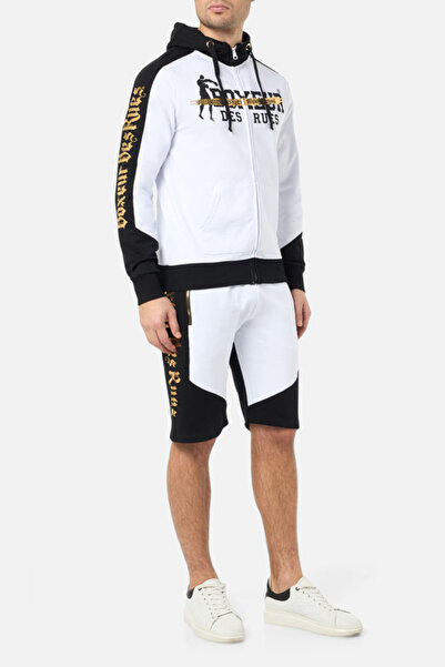 Boxeur Des Rues Full Zip Sweatshirt with Contrasting Colors White-Gold