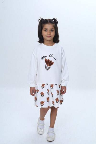 Toontoy Girl's Süzene Embroidered Tulip Printed Dress