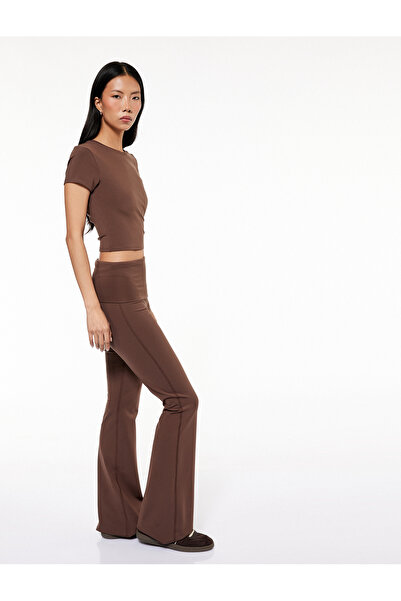 Koton X Sibil Çetinkaya - Layered High Waist Stitching Detailed Flared Sports Leggings