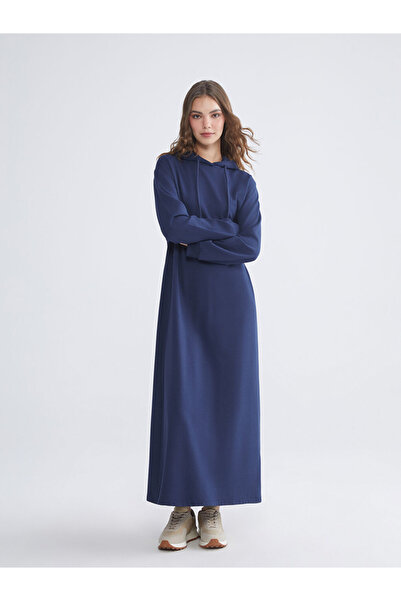 LC Waikiki Φόρεμα Modest Navy Blue με κουκούλα Sweat