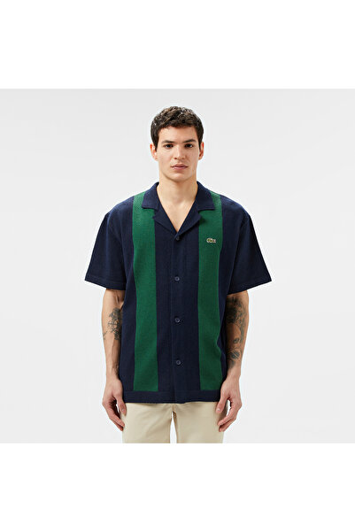 Lacoste Erkek Kısa Kollu Polo Yaka Renk Bloklu Lacivert Triko
