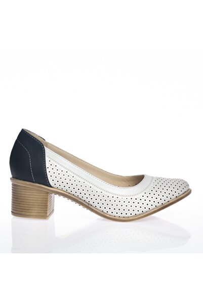 Catinca Shoes Pantofi din piele pentru femei – Alb cu bleumarin – T 2 AB