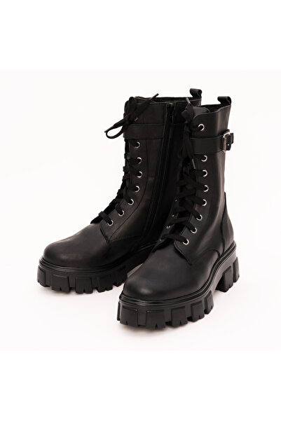 VAGAM Ghete din Piele Naturala Negre Inalte