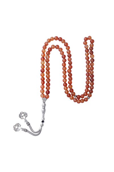 Zeynep Büyükbay Orange Agate Natural Stone 99'Lu Prayer Beads