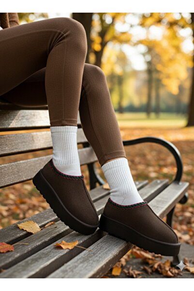 uway Papuci de damă din piele intoarsa, cu talpa groasa, cu talpa inchisa, pe...