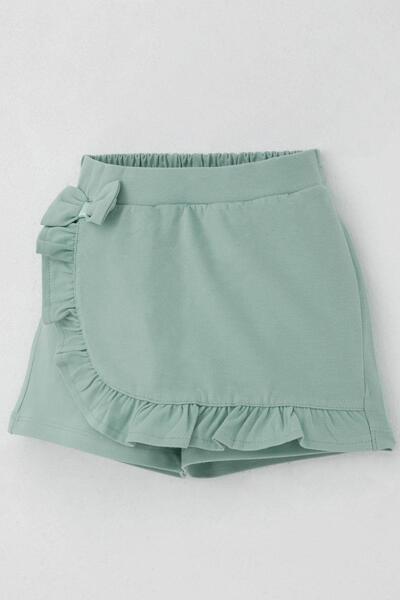 Breeze Κοριτσίστικη φούστα σορτς με αξεσουάρ φιόγκο και βολάν 3-8 ετών, νεροπράσινο