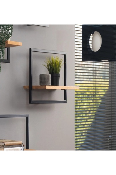 AydınMetal Modern Metal Çerçeveli Dekoratif Duvar Rafı