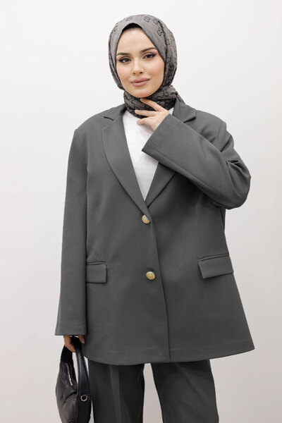 Tesettür Dünyası Dore Blazer Suit Tsd250198 Gray