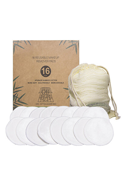 REDQUIT Set de 16 dischete demachiante reutilizabile din fibră de bambus alb