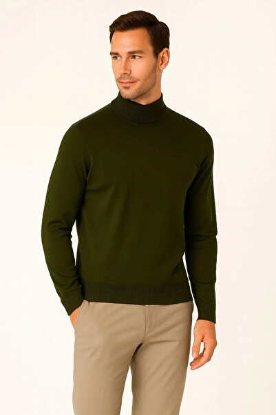 GökTR Men's Half Turtleneck Knitwear Sweater Soft Textured Cotton Fine Weaving, Long Sleeve Casual Regular Fit