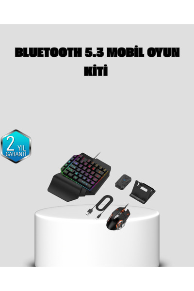 Clevora Bluetooth 5.3 Mobil Oyun Konsolu Dönüştürücü Seti 5 Parça Klavye Mous...