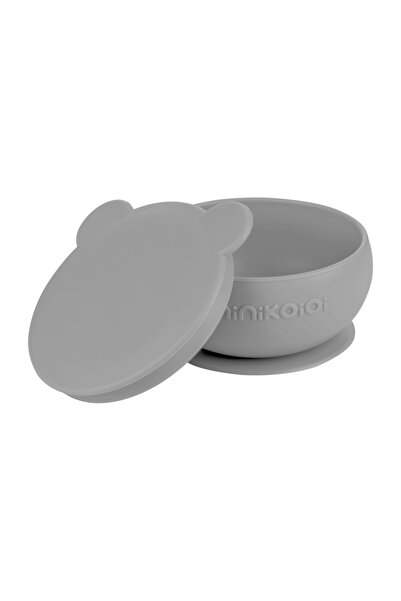 MinikOiOi Vacuum Base Silicone Lid Bowl - Powder Gray