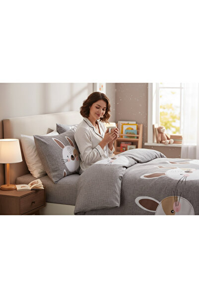 Comfort Craft A.Brown-Grey-Pink Pike Set Printed Double Rabbit Figures