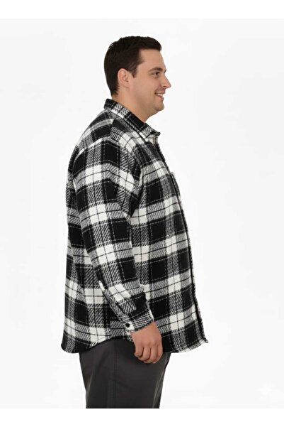 cusseli Plus Size Shirt Single Pocket Lumberjack 25394 Black