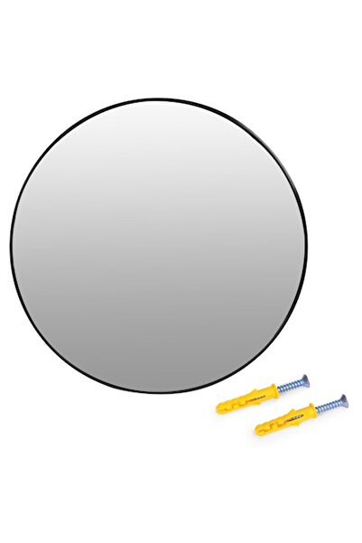 OEM Oglindă rotundă de perete 80 cm - ModernHome, ramă din aluminiu negru, de...