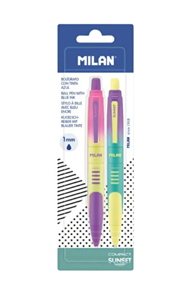 Milan Sunset Compact 2'li Tükenmez Kalem Seti (Mavi Mürekkep)