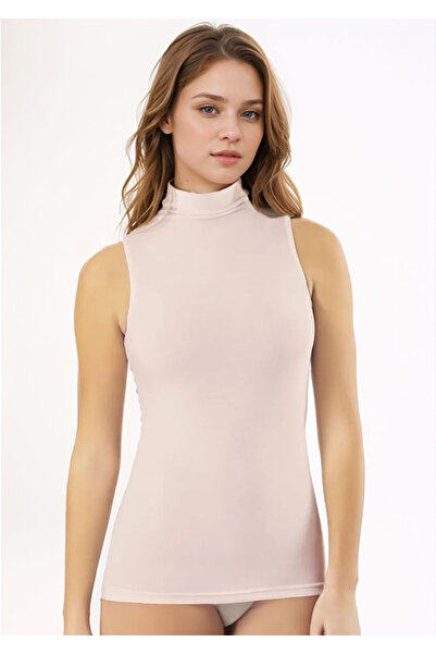 Loule 2 Pieces Cotton Modal Soft Textured Zero-Sleeve Turtleneck Women's Undershirt - Anti-Sweat & Stretchy Fabric