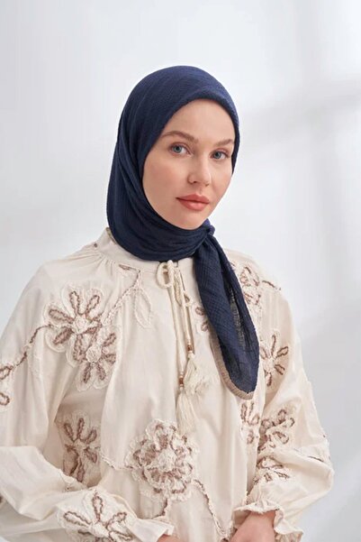 ARMANDA Müslin Biyeli Eşarp 3353-22 Lacivert