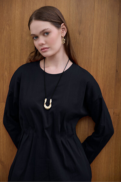 Birgül Bektaş Φόρεμα με κρυφή πιέτα σε μπλε ναυτικό χρώμα