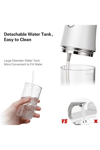 CRM Portable Oral Irrigator CRM, White, 3 Pressure Levels, 4 Nozzles, USB, IPX7, 220 ml