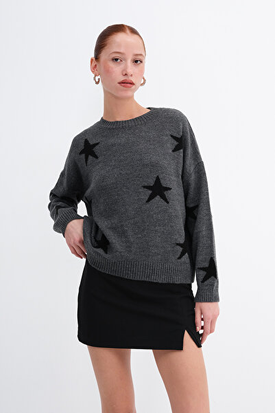 Addax Star Patterned Knitwear Sweater K3512