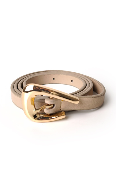 Ecrou Wave Pattern Buckle Thin Belt Beige