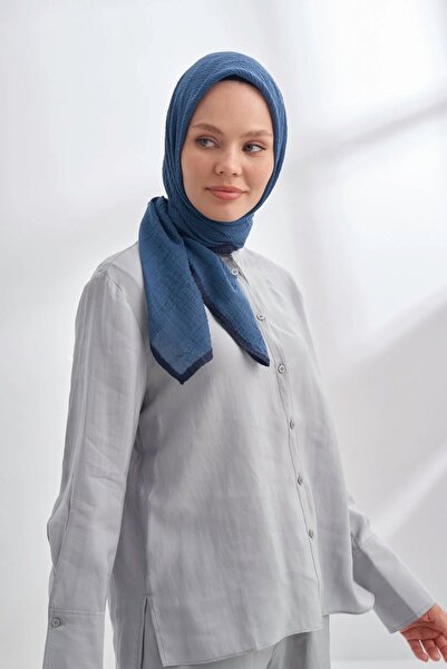 ARMANDA Müslin Biyeli Eşarp 3353-520 İndigo