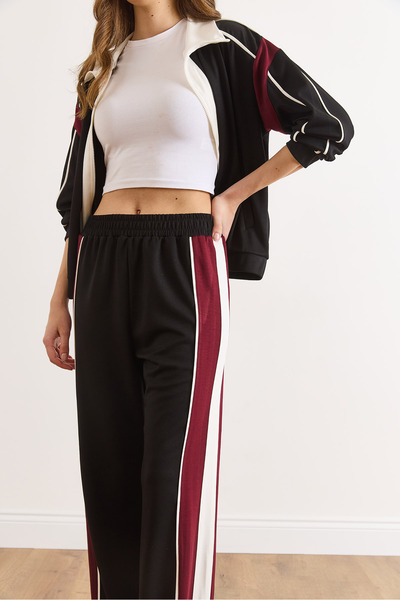 Olalook Women's Black Color Block Modal Keyed Suit Tkm-19000466