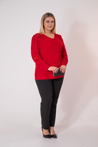 Roxxlen Μπλούζα με δαντέλα μεγάλου μεγέθους