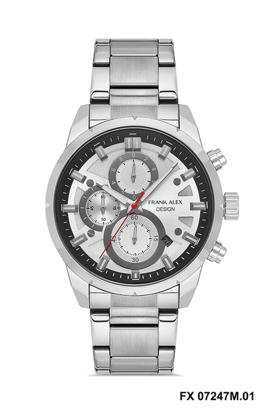 Frank Alex BEYAZ KADRANLI TAKVMLİ FUNCTION GÜMÜŞ ERKEK KOL SAATİ