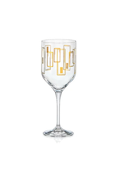 BOHEMİA CRYSTAL Set of 6 Wine Glasses UMA Gold Circular 330 ml (gold)
