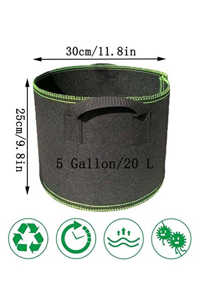 Generic 6-Pack 5 Gallon Breathable Nonwoven Fabric Plant Grow Bags with Handles
