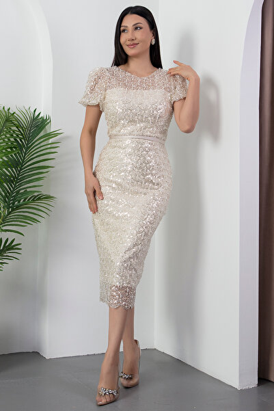 PULLIMM Βραδινό φόρεμα με λεπτομέρεια με χάντρες με λαιμόκοψη BAL152