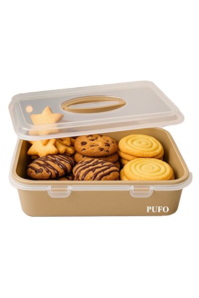 PUFO Cookies platter with transparent lid for serving cakes, cookies, muffins, pastries, 32 x 23 cm