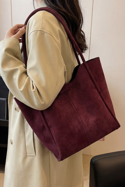 BAHELS Cherry Snap Fastener Suede Women's Hand and Shoulder Bag