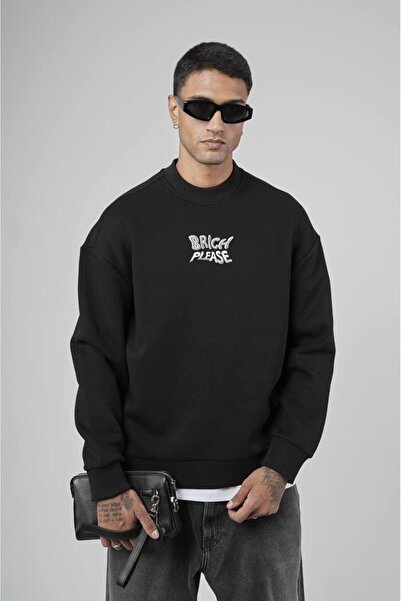 Butik Trend Biz Bisiklet Yaka Oversize Önü Nakışlı Sweatshirt