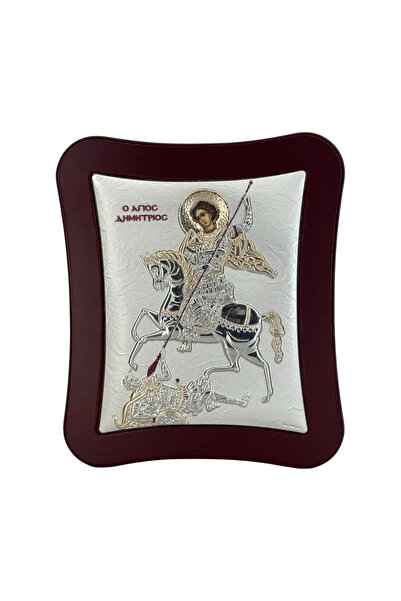 SLEVORI Silver Icon St. Demetrius 18.6 x 15.8 cm
