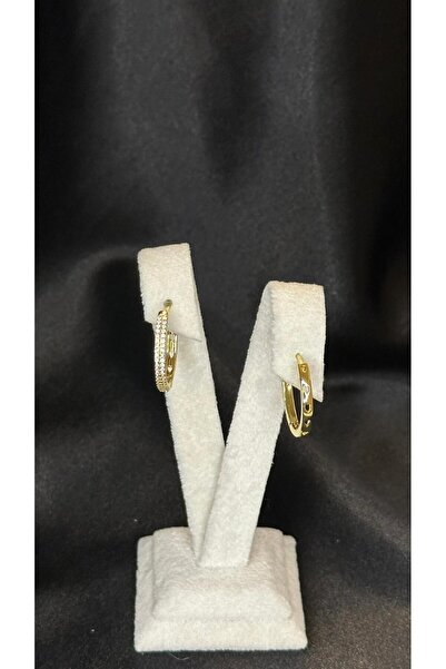 Bohemiart Jewelry Gold Zirkon Taşlı Halka Küpe