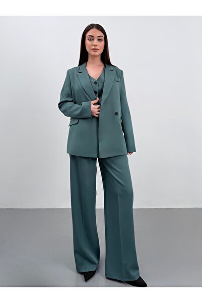 ossons Limited Edition Jacket Vest Palazzo Trousers 3-Piece Suit