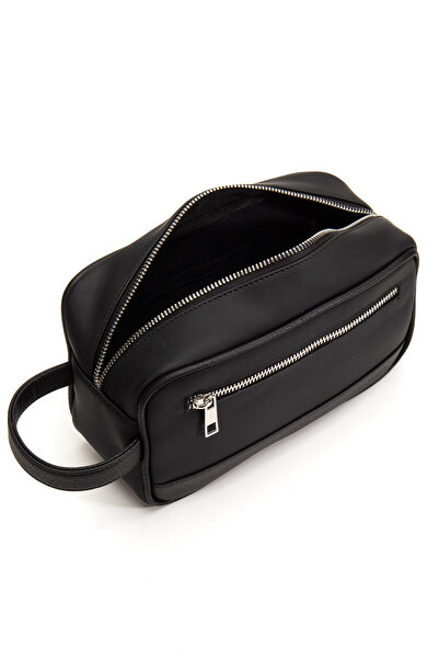 gio&mi Atlas Men's Vegan Leather Portfolio Clutch Travel Casual Handbag Black Mattenat