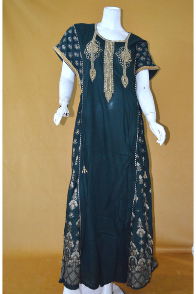 Zainah Elegant Embroidered Modest Jalabiya Dress for Women – Wide Bottom, Bat...