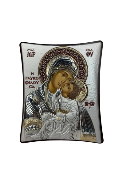 SLEVORI Icoană din argint Mamă și copil 11,8 x 14,6 cm