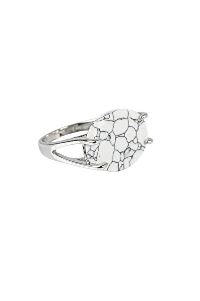 OEM Royal oval silver ring - veined white