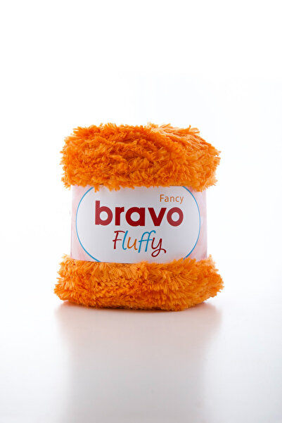 Bravo Fluffy Soft Plush Hand Knitting Yarn 100 Gr 100 Meters (Color Code: 123) Orange