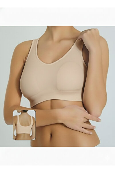 İmer Çamaşır Miss Fit 11027 Women's Skin Thick Straps Detachable Padded Knitted Seaml Seamless Shapless Basic Bustier