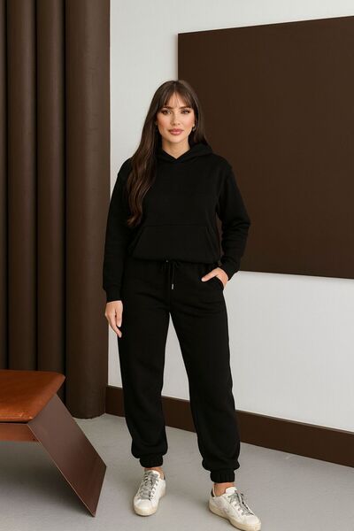 ahsenboutique Unisex Black Basic Sweatshirt Hoodie