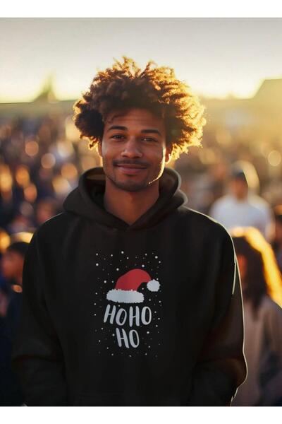Oceanwear سويت شيرت للجنسين بطابع السنة الجديدة Ho Ho Ho مطبوع بغطاء رأس