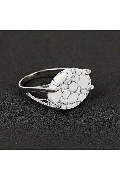OEM Royal oval silver ring - veined white