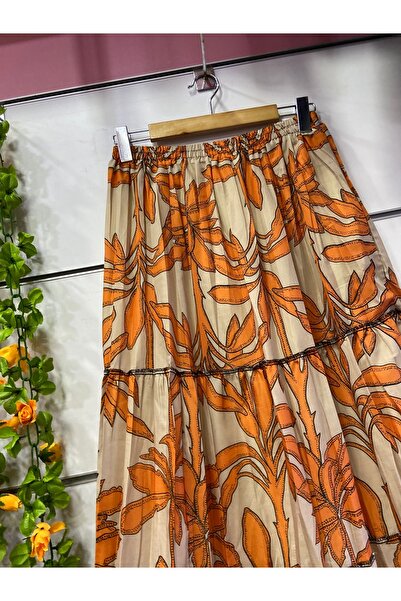 edu collection Patterned Three-Layer Chiffon Skirt with Lining