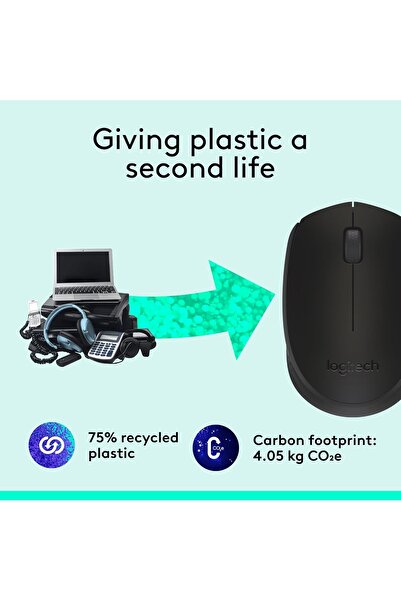 logitech M171 Wireless Mouse with USB Mini Receiver, Optical Tracking, 12-Month Battery - Black